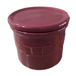 Longaberger Pottery Woven Traditions 1 Pint Salt Crock with Lid Paprika Red